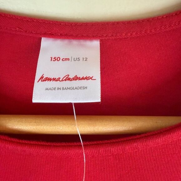 NWOT Hanna Andersson Girls Red Pullover Pocket Dress‎ Decal Size 150CM or US 12 - Picture 3 of 5